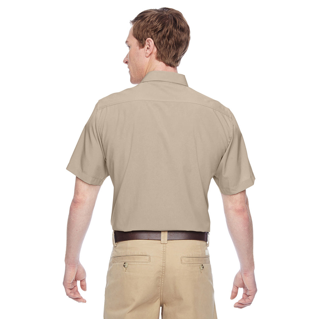 Harriton Men's Khaki Paradise Short-Sleeve Performance Shirt
