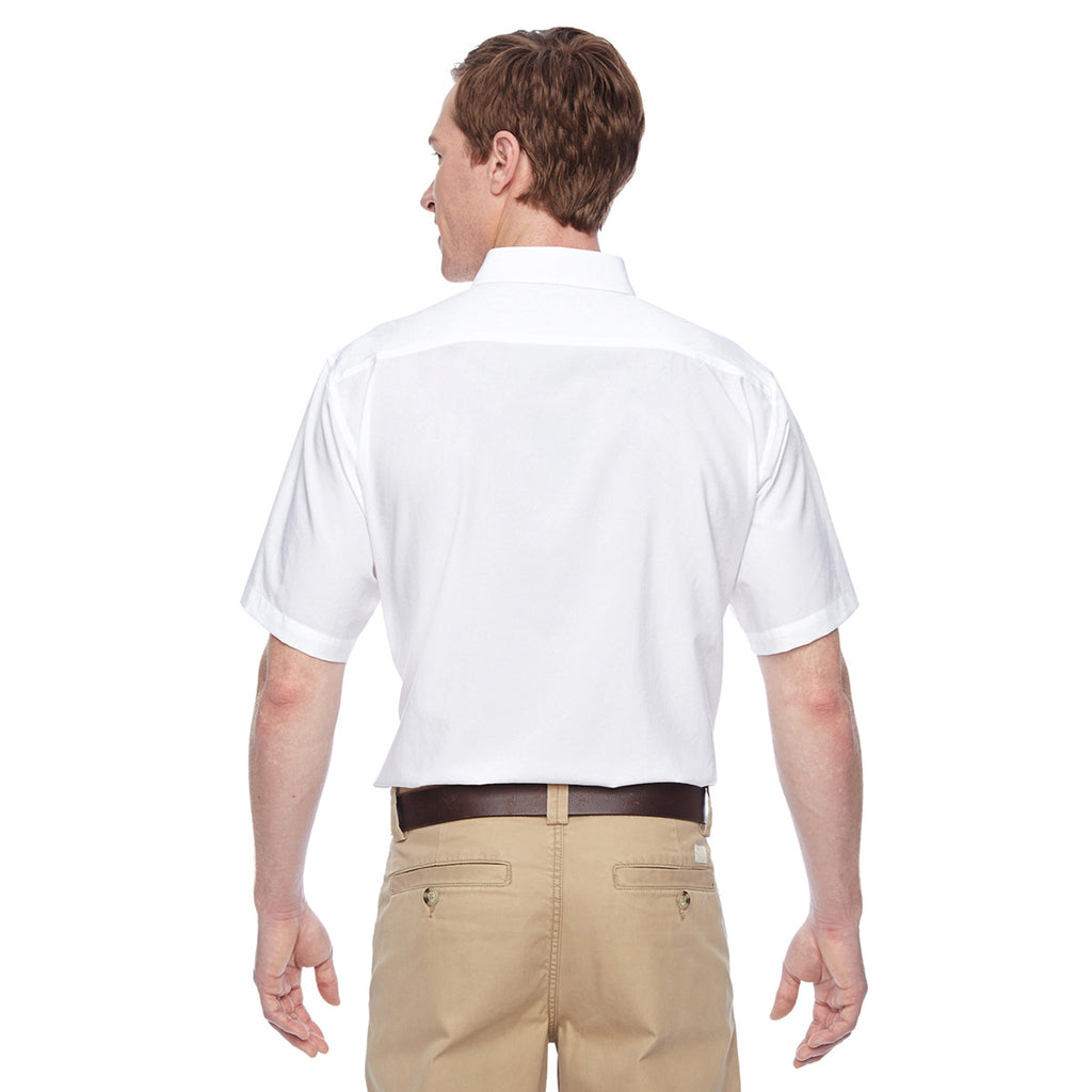 Harriton Men's White Paradise Short-Sleeve Performance Shirt