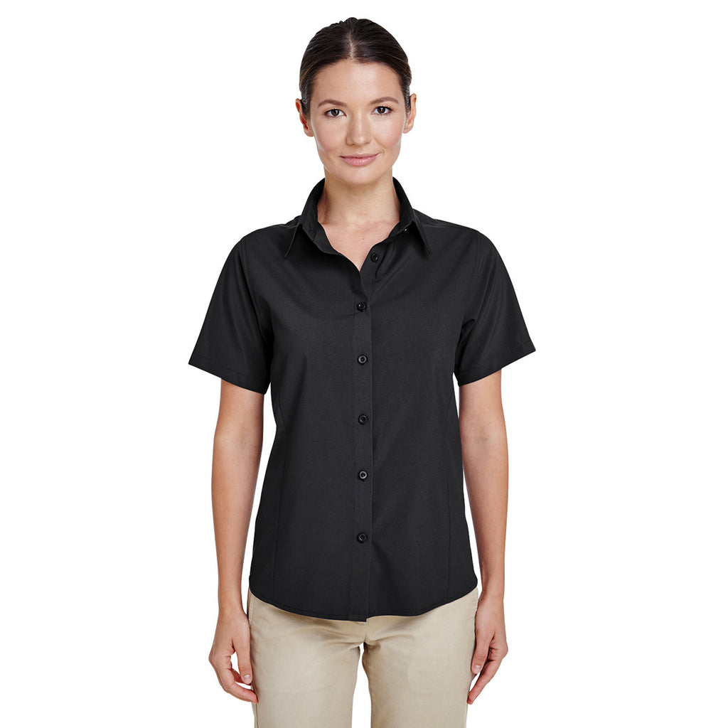 Harriton Women's Black Paradise Short-Sleeve Performance Shirt