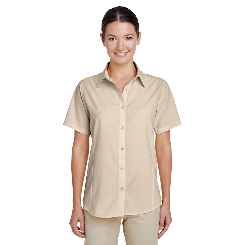 Harriton Women's Khaki Paradise Short-Sleeve Performance Shirt