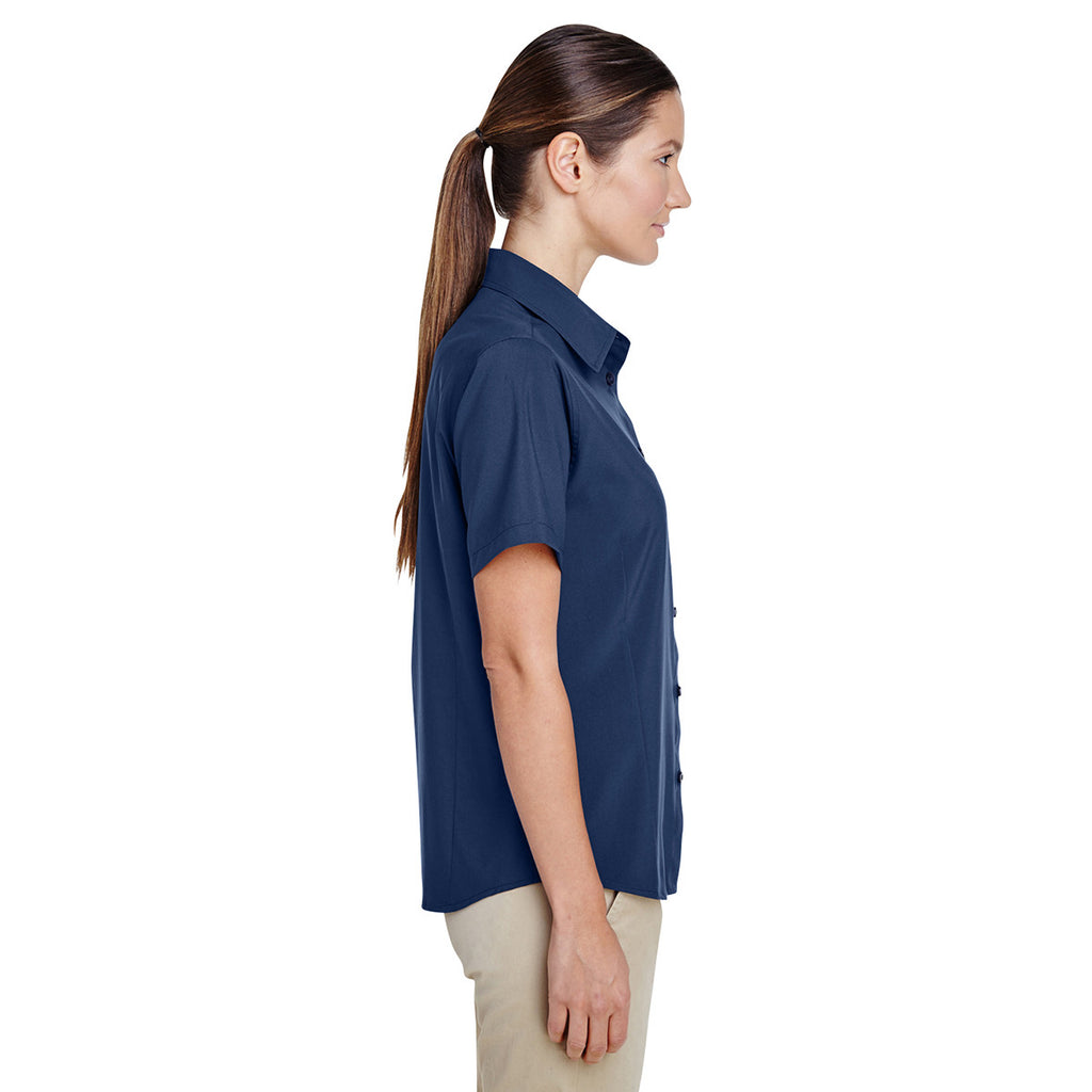 Harriton Women's Navy Paradise Short-Sleeve Performance Shirt