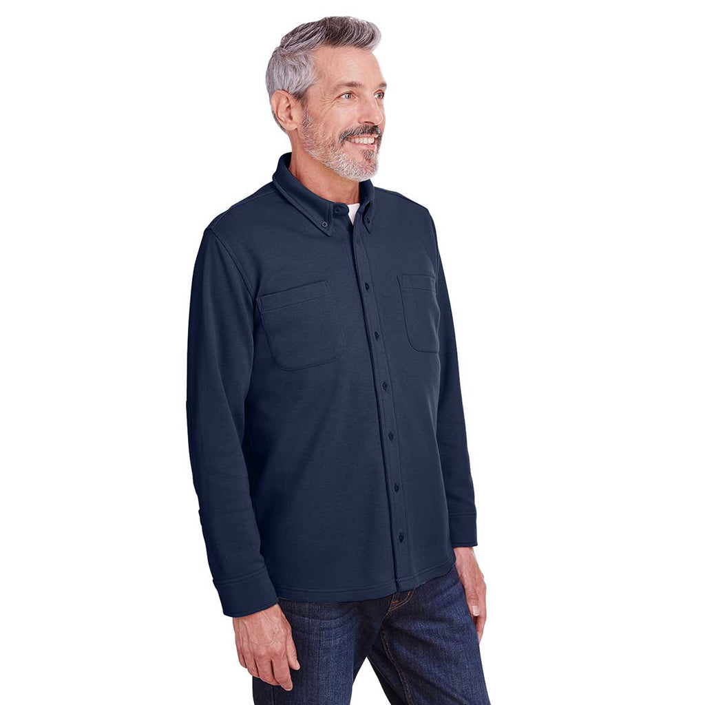 Harriton Men's Dark Navy SatinBloc Pique Fleece Shirt Jacket