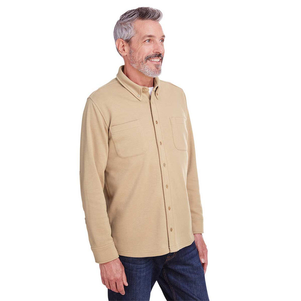 Harriton Men's Khaki SatinBloc Pique Fleece Shirt Jacket