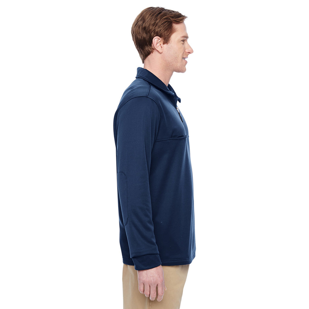 Harriton Men's Dark Navy Task Performance Fleece Quarter-Zip Jacket