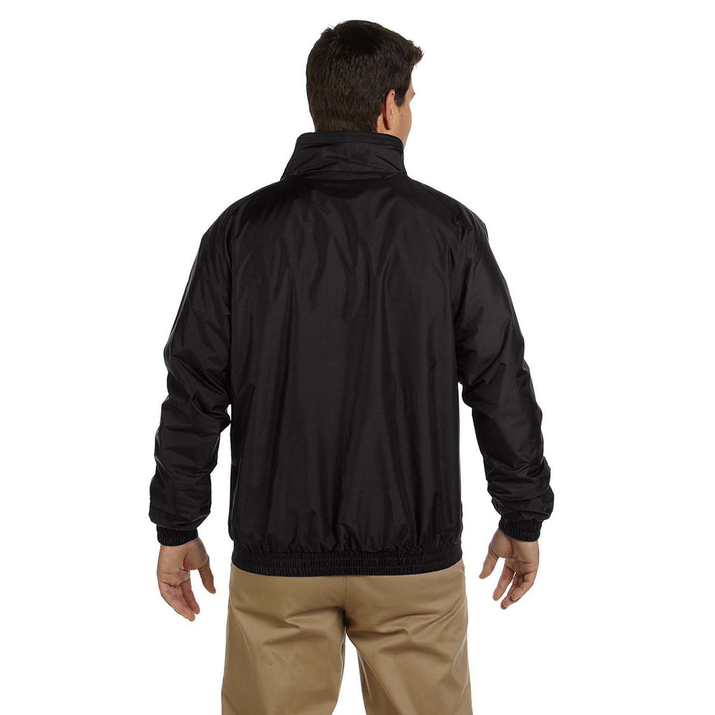Harriton Men's Black/Black Fleece-Lined Nylon Jacket