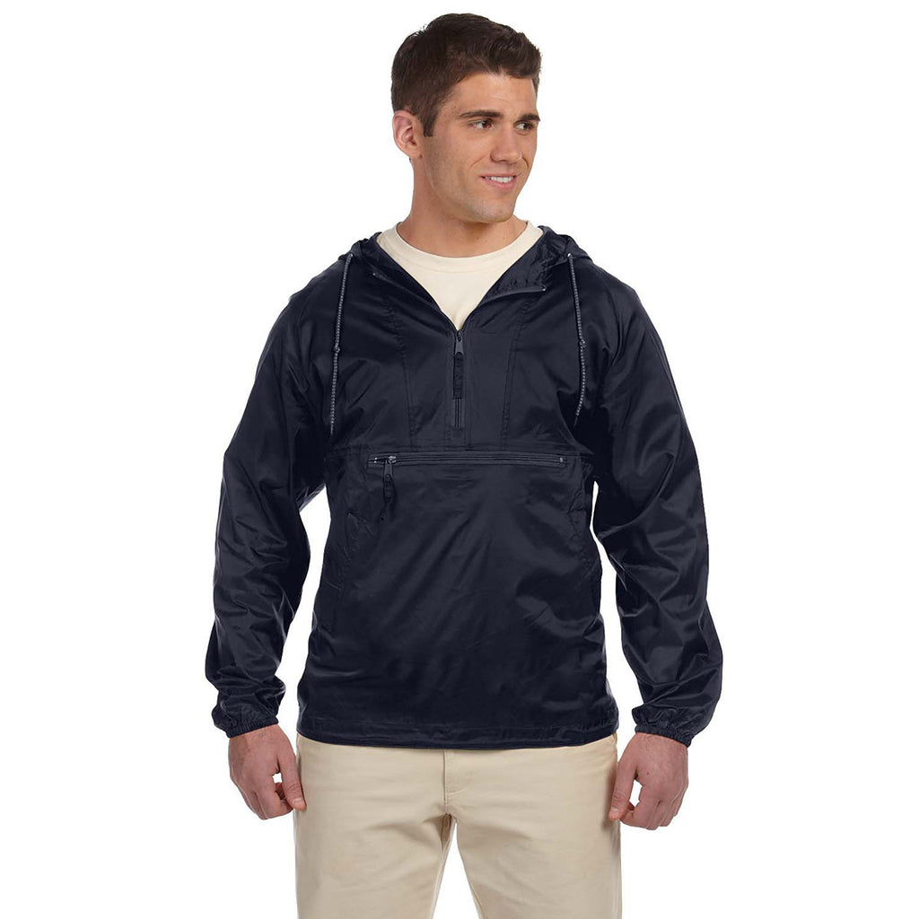 Harriton Men's Navy Packable Nylon Jacket