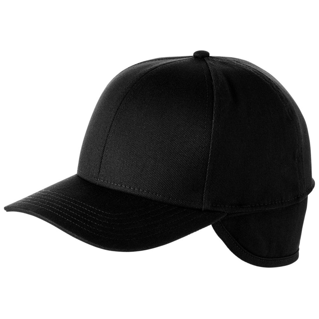Harriton Black ClimaBloc Ear-Flap Cap