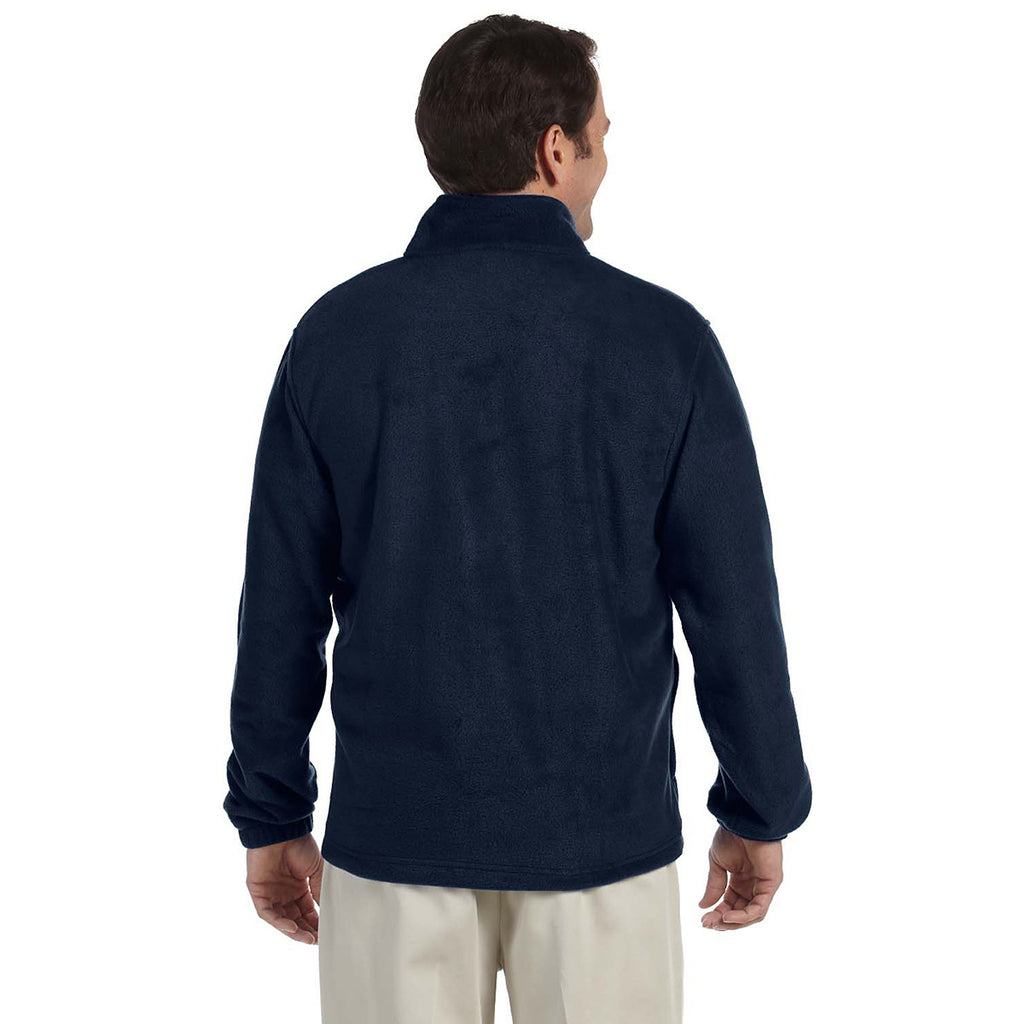 Harriton Men's Navy 8 oz. Quarter-Zip Fleece Pullover