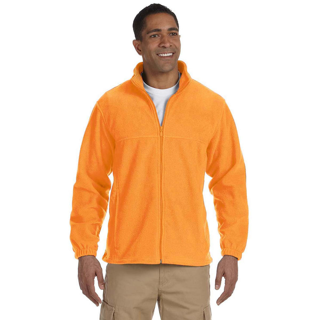 Harriton Men's Safety Orange 8 oz. Full-Zip Fleece