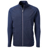 Cutter & Buck Men's Navy Blue Adapt Eco Knit Hybrid Recycled Full Zip Jacket