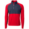 Cutter & Buck Men's Red/Navy Blue Adapt Eco Knit Hybrid Recycled Quarter Zip