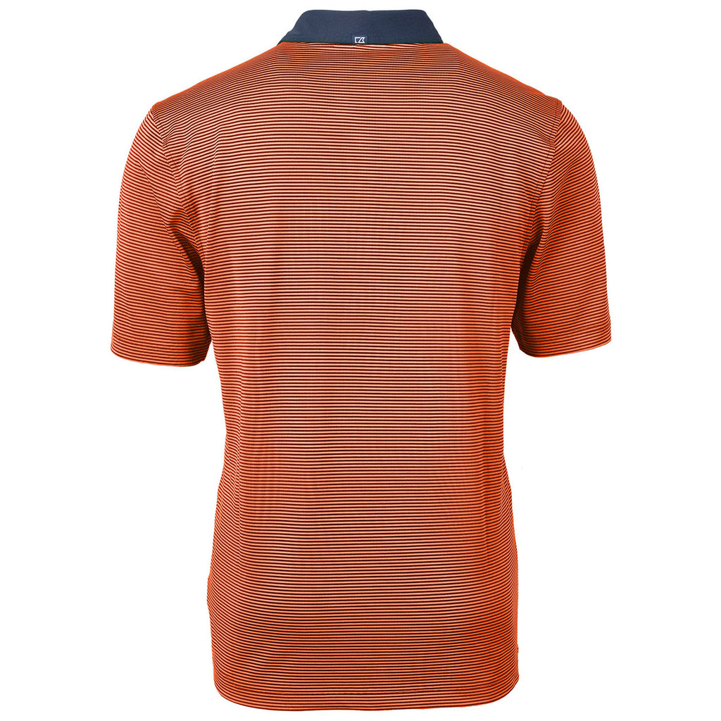 Cutter & Buck Men's College Orange/Navy Blue Virtue Eco Pique Micro Stripe Recycled Tall Polo