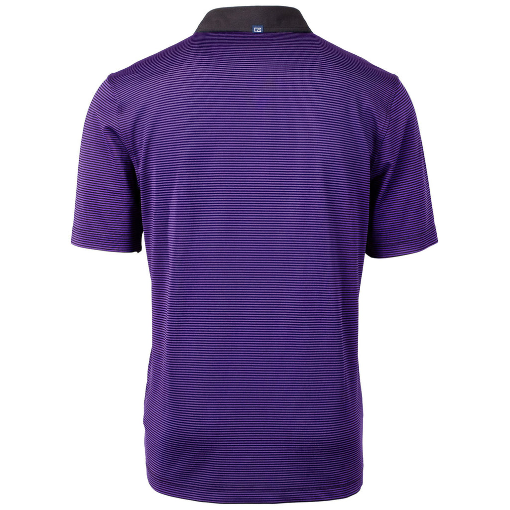 Cutter & Buck Men's College Purple/Black Virtue Eco Pique Micro Stripe Recycled Tall Polo
