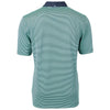 Cutter & Buck Men's Fresh Mint/Navy Blue Virtue Eco Pique Micro Stripe Recycled Tall Polo