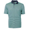 Cutter & Buck Men's Fresh Mint/Navy Blue Virtue Eco Pique Micro Stripe Recycled Tall Polo