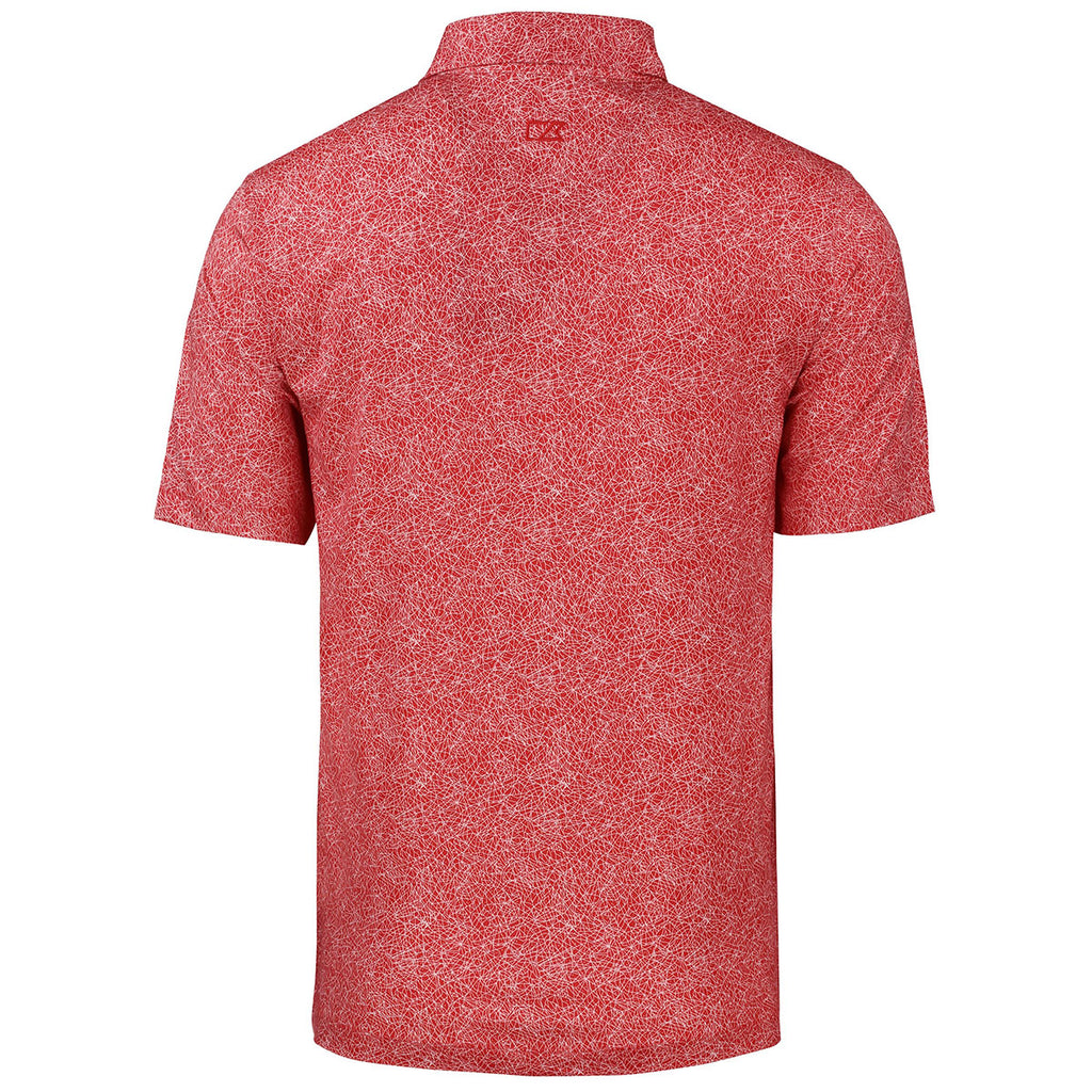 Cutter & Buck Men's Red Pike Constellation Print Stretch Polo