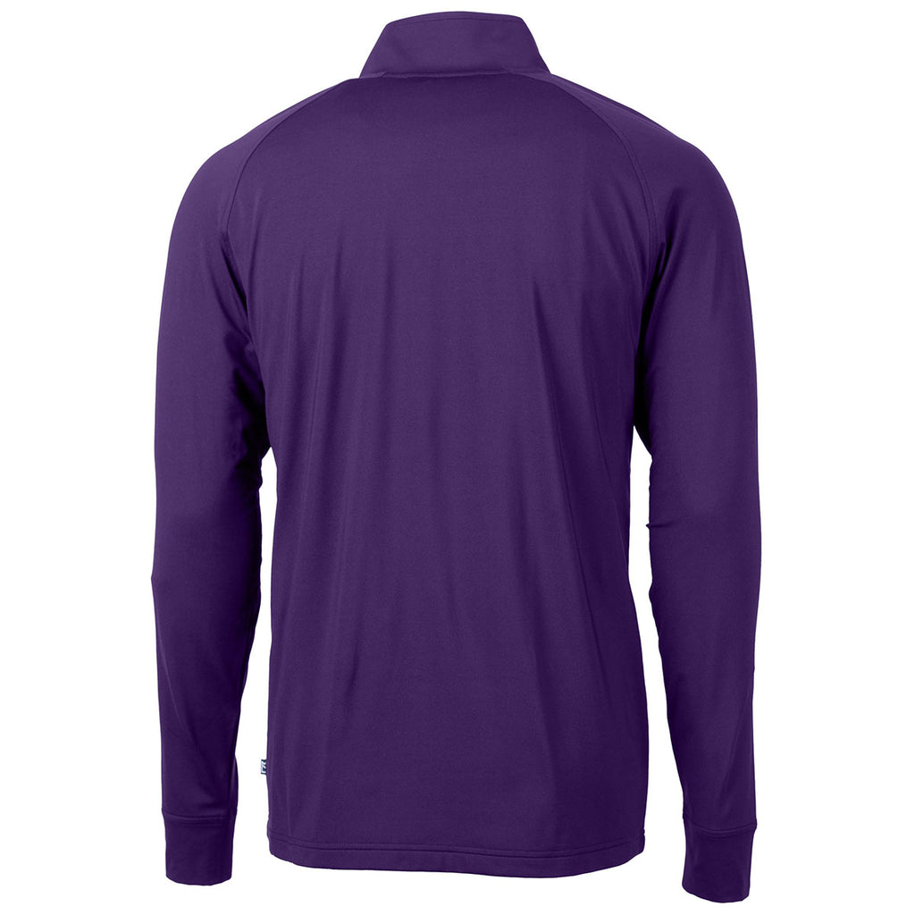 Cutter & Buck Men's College Purple Adapt Eco Knit Stretch Recycled Quarter Zip Pullover