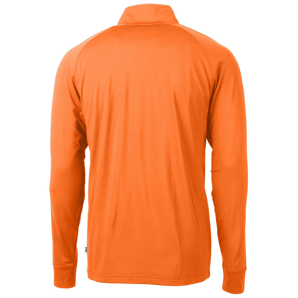 Cutter & Buck Men's Orange Burst Adapt Eco Knit Stretch Recycled Quarter Zip Pullover