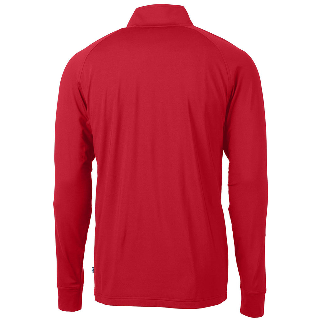 Cutter & Buck Men's Red Adapt Eco Knit Stretch Recycled Quarter Zip Pullover
