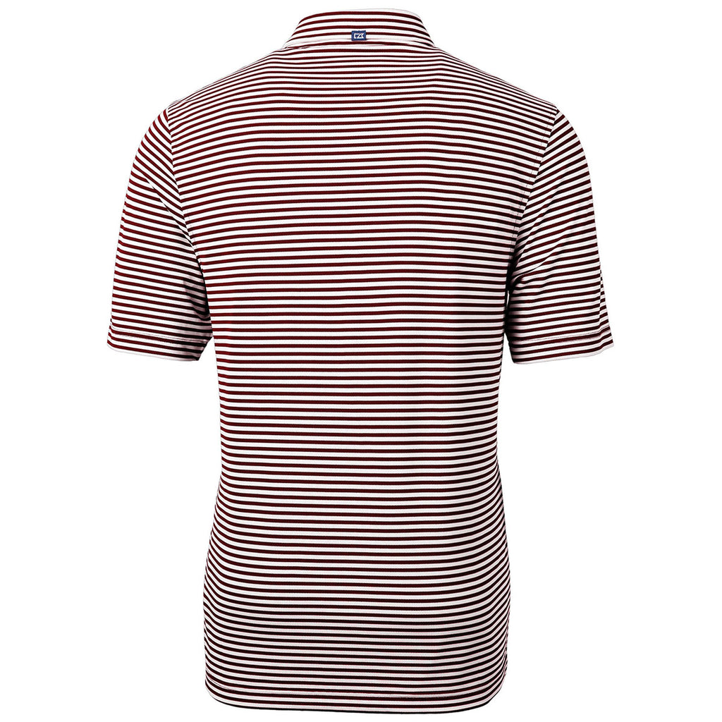 Cutter & Buck Men's Bordeaux Virtue Eco Pique Stripped Recycled Polo