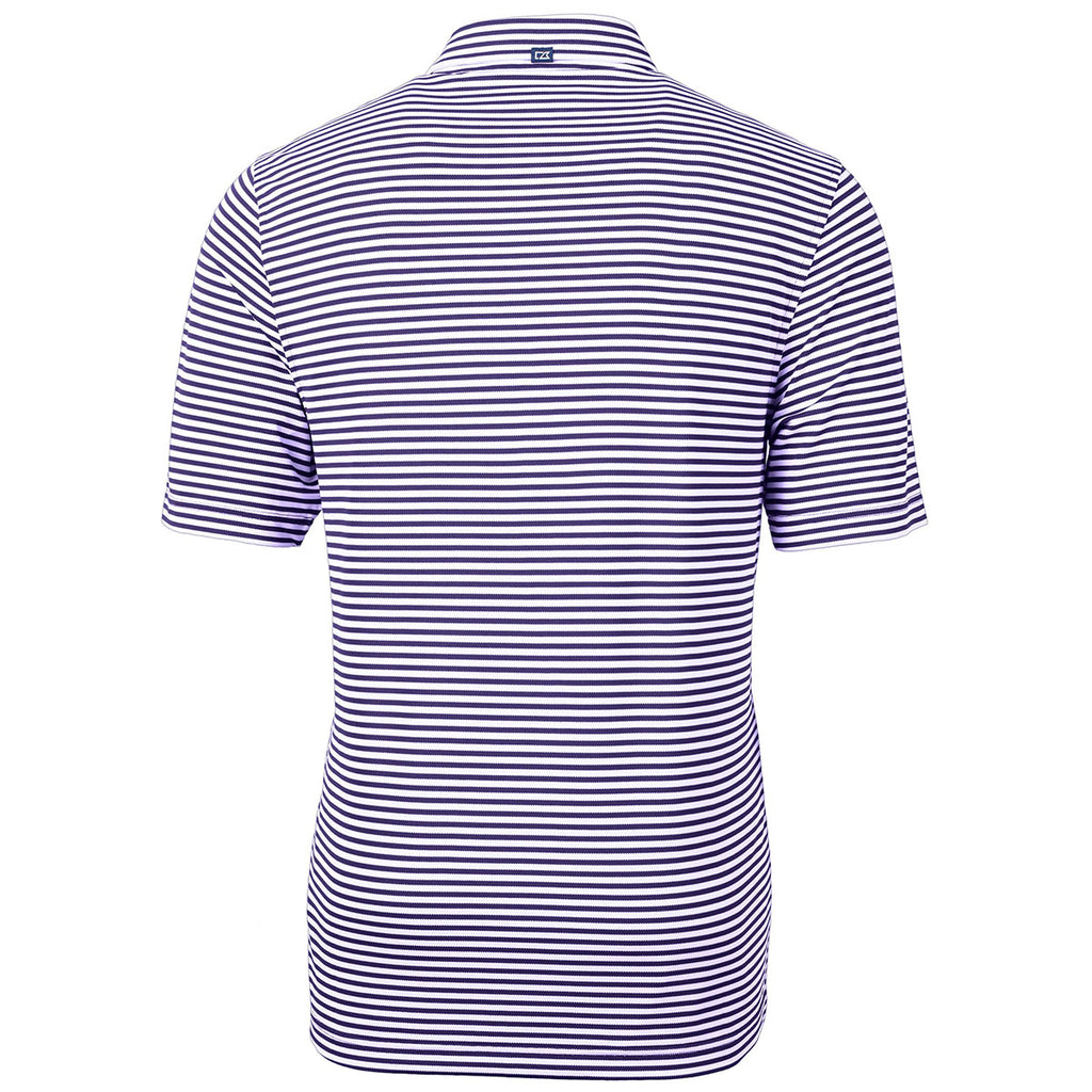 Cutter & Buck Men's College Purple Virtue Eco Pique Stripped Recycled Polo