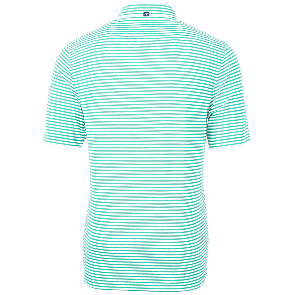 Cutter & Buck Men's Fresh Mint Virtue Eco Pique Stripped Recycled Polo