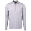 Cutter & Buck Men's Polished/White Virtue Eco Pique Micro Strip Recycled Quarter Zip