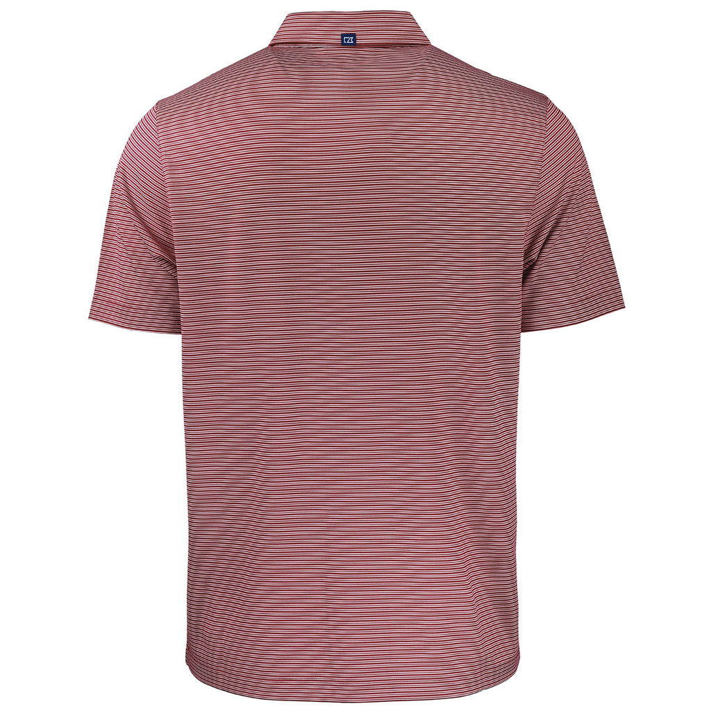 Cutter & Buck Men's Bordeaux/White Forge Eco Double Stripe Stretch Recycled Polo