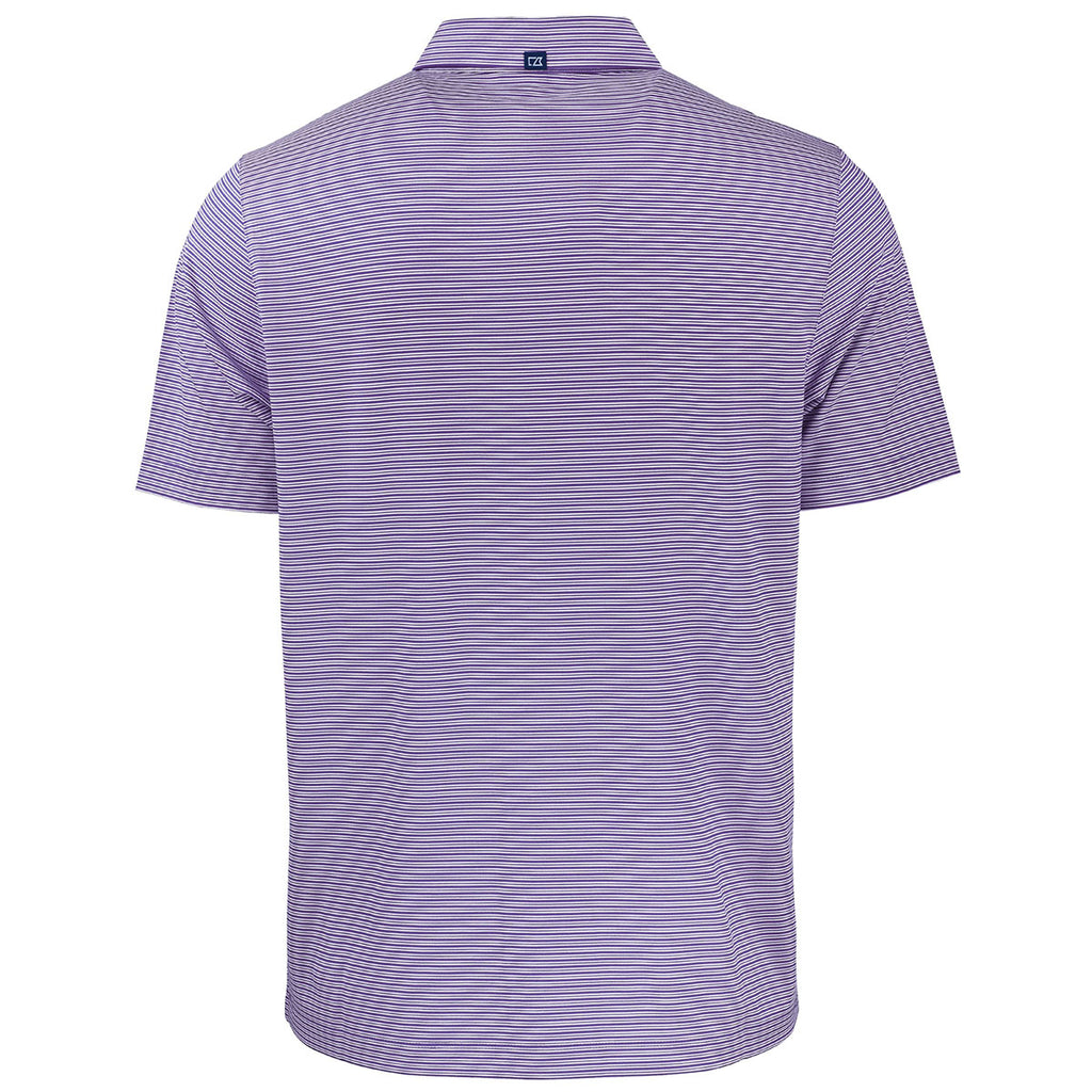 Cutter & Buck Men's College Purple/White Forge Eco Double Stripe Stretch Recycled Polo