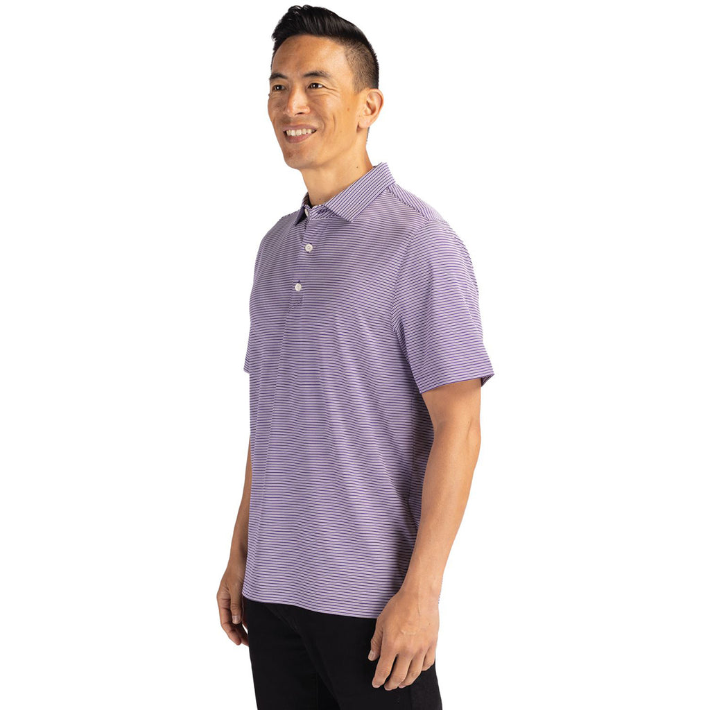 Cutter & Buck Men's College Purple/White Forge Eco Double Stripe Stretch Recycled Polo