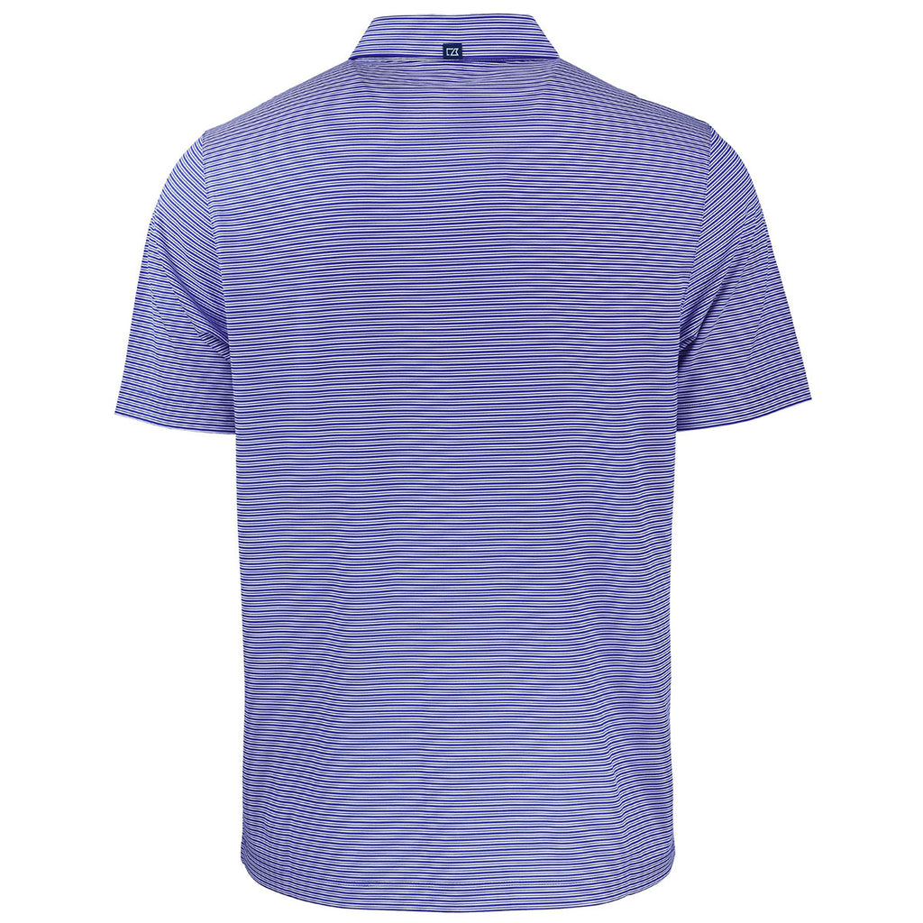 Cutter & Buck Men's Tour Blue/White Forge Eco Double Stripe Stretch Recycled Polo