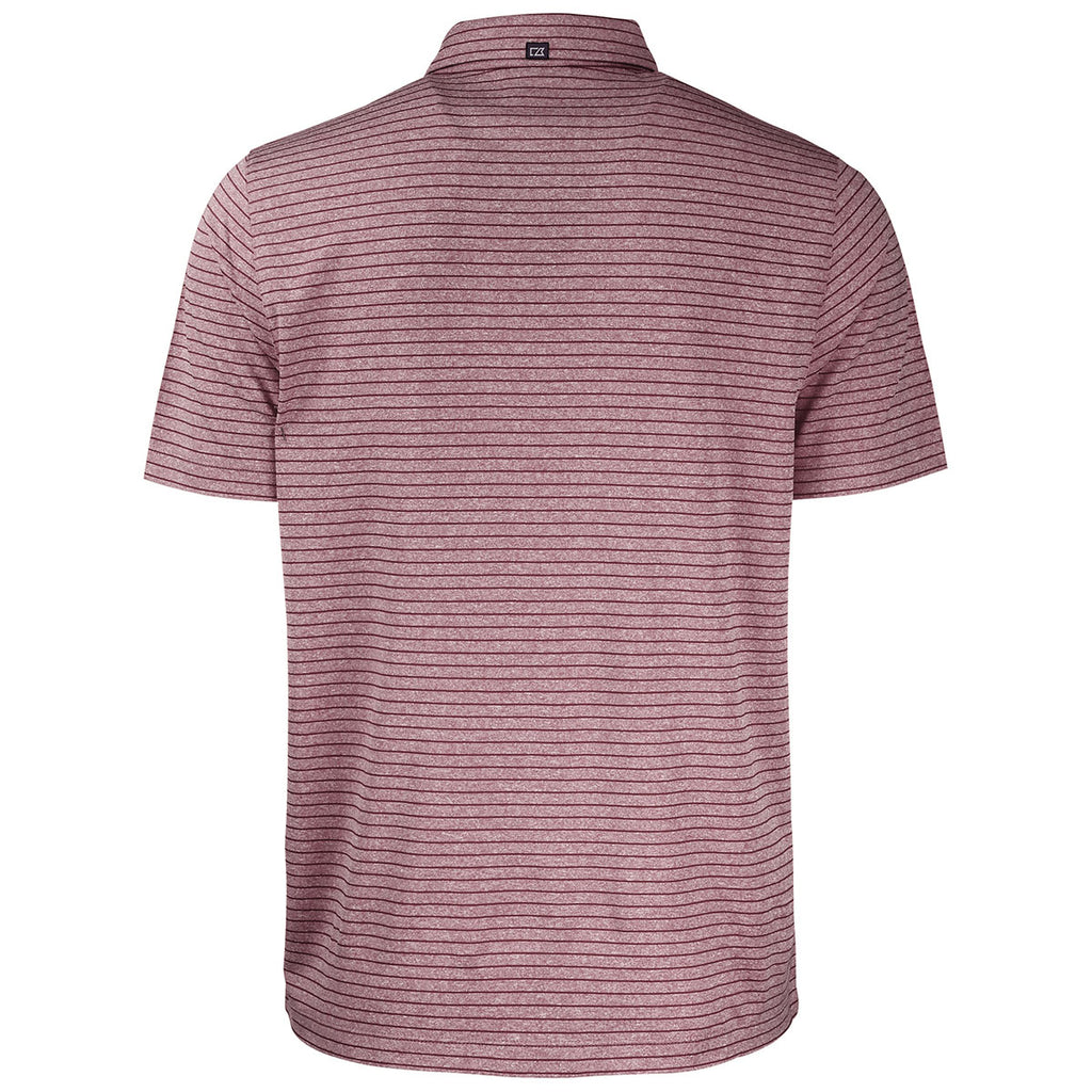 Cutter & Buck Men's Bordeaux Heather Forge Eco Heather Stripe Stretch Recycled Polo
