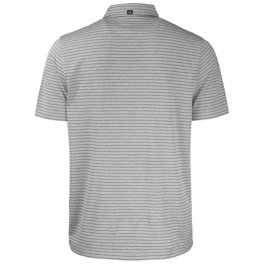 Cutter & Buck Men's Elemental Grey Heather Forge Eco Heather Stripe Stretch Recycled Polo