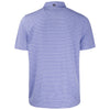 Cutter & Buck Men's Tour Blue Heather Forge Eco Heather Stripe Stretch Recycled Polo