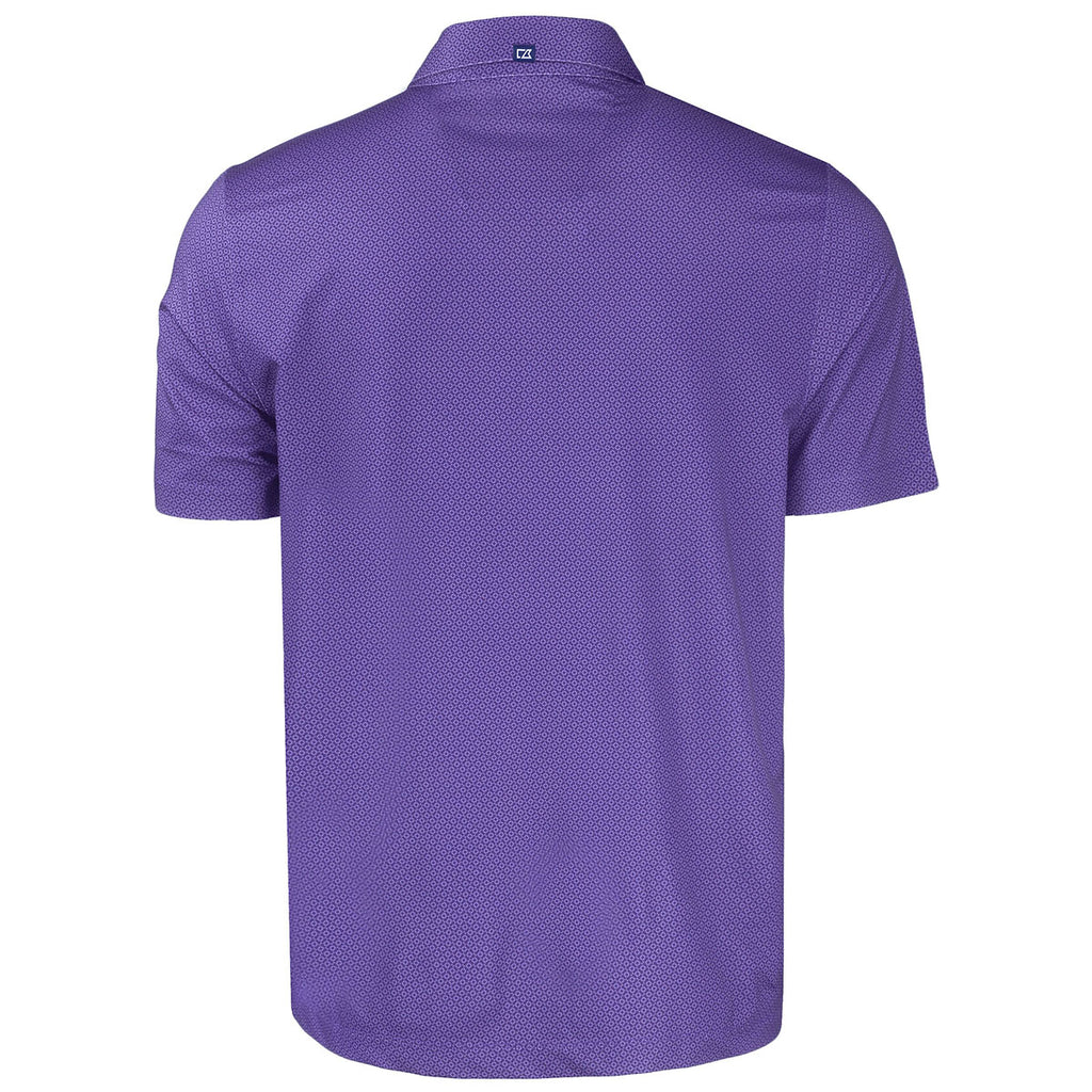 Cutter & Buck Men's College Purple Pike Eco Tonal Geo Print Stretch Recycled Polo