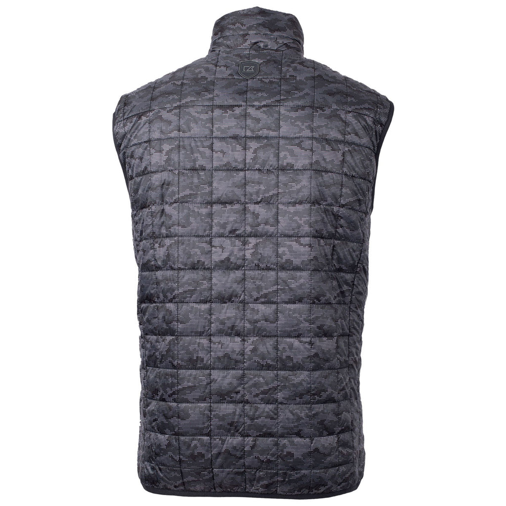 Cutter & Buck Men's Black Rainier PrimaLoft Eco Insulated Full Zip Printed Puffer Vest