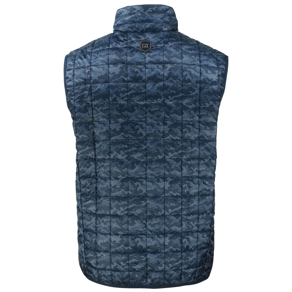 Cutter & Buck Men's Dark Navy Rainier PrimaLoft Eco Insulated Full Zip Printed Puffer Vest