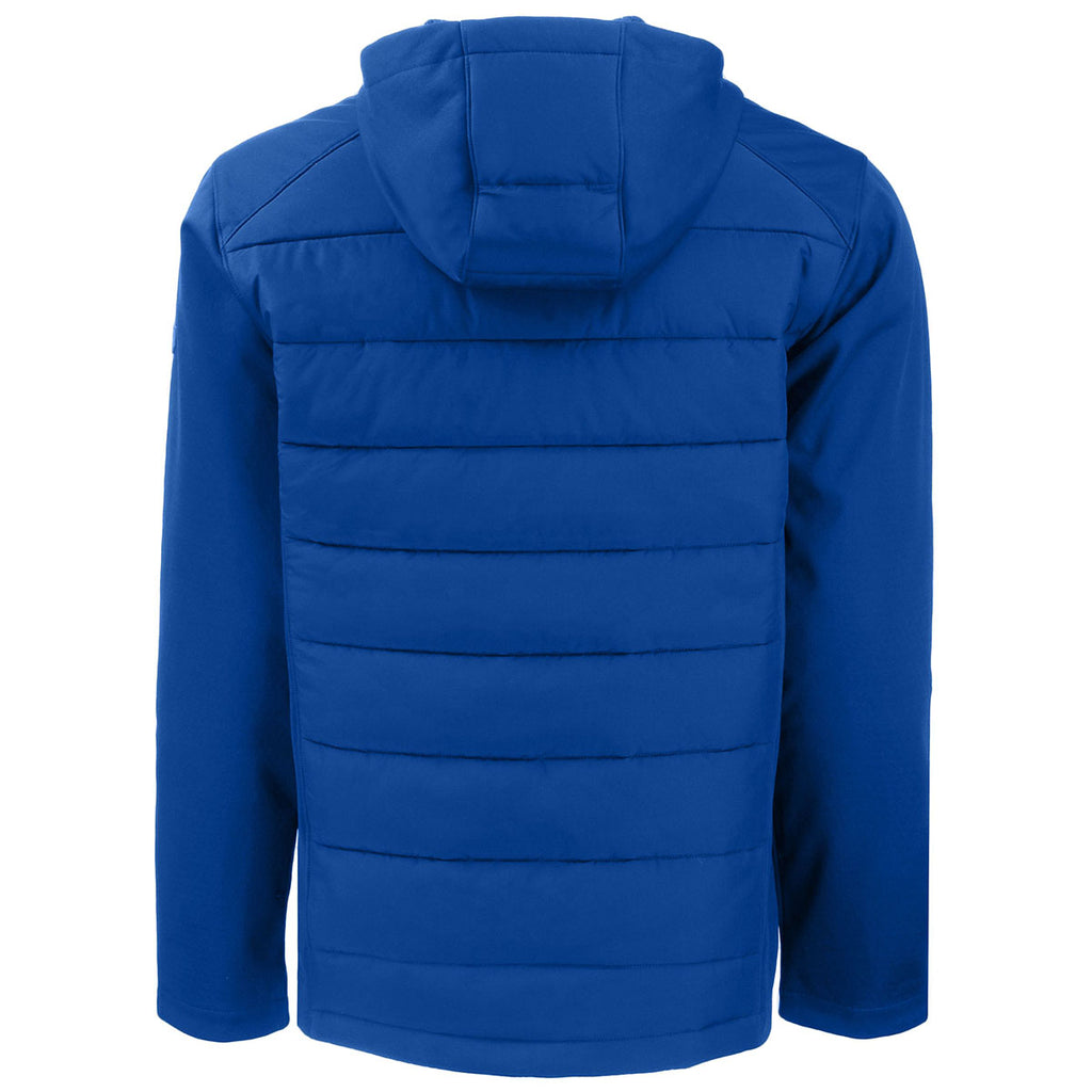Cutter & Buck Men's Tour Blue Evoke Hybrid Eco Softshell Recycled Full Zip Hooded Jacket