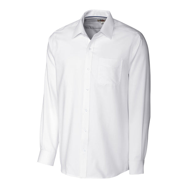 Cutter & Buck Men's White L/S Tailored Fit Spread Nailshead Dress Shir