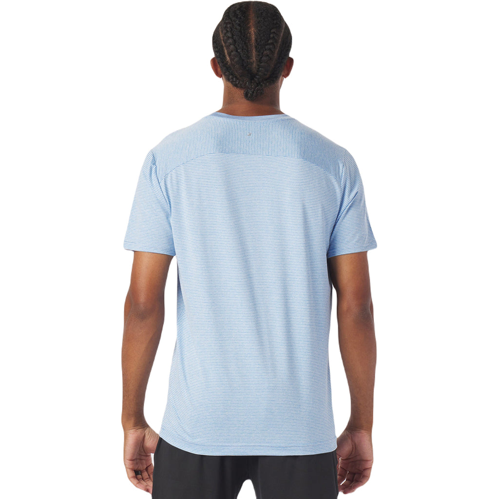 Glyder Men's Ice Blue/Oatmilk Stripe Salton Short Sleeve