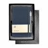 Moleskine Gift Set with Navy Blue Large Hard Cover Ruled Notebook and Grey Pen (5