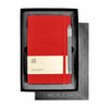 Moleskine Gift Set with Scarlet Red Large Hard Cover Ruled Notebook and Grey Pen (5