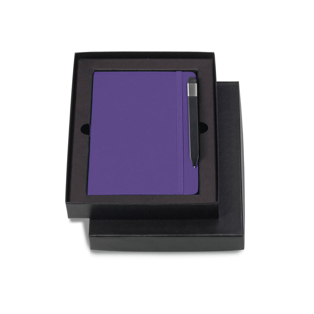 Moleskine Gift Set with Brilliant Violet Large Hard Cover Ruled Notebook and Black Pen (5" x 8.25")