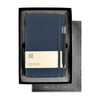 Moleskine Gift Set with Navy Blue Large Hard Cover Ruled Notebook and Black Pen (5