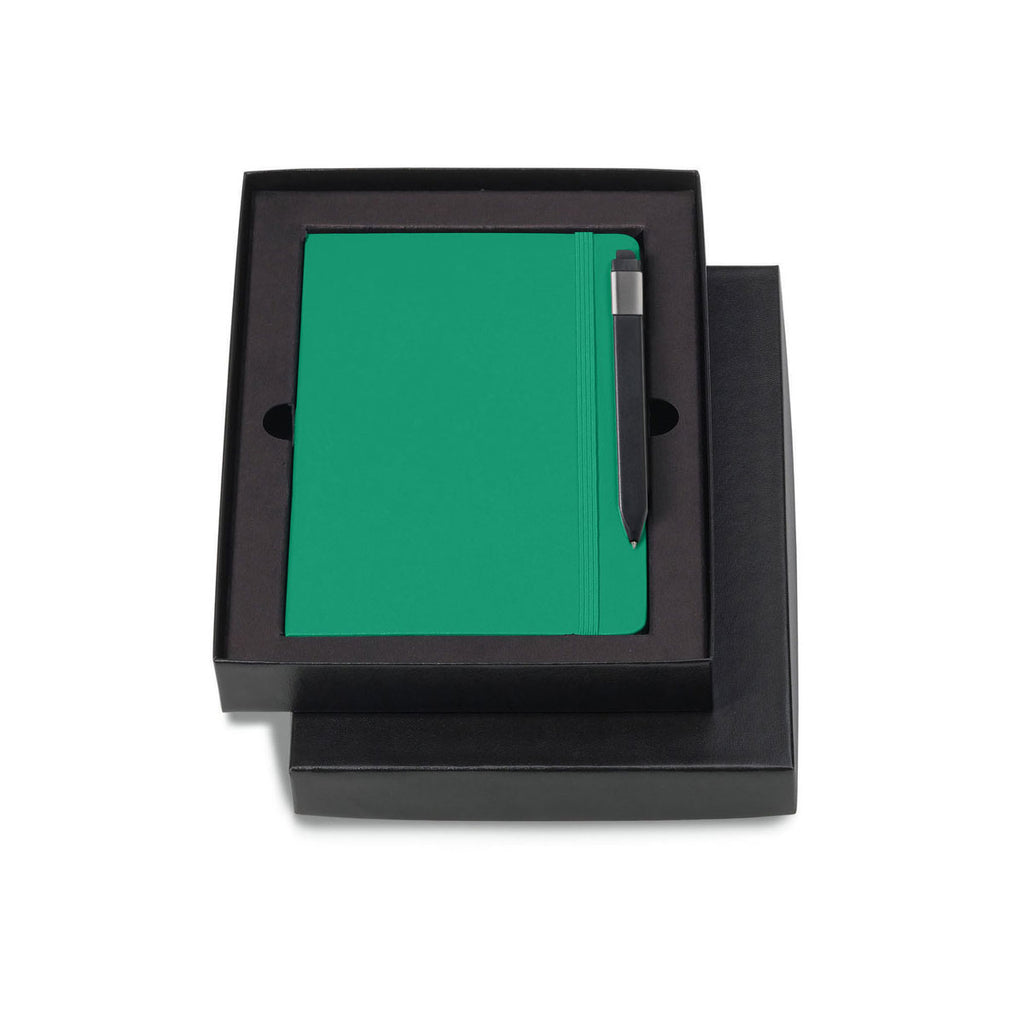 Moleskine Gift Set with Oxide Green Large Hard Cover Ruled Notebook and Black Pen (5" x 8.25")
