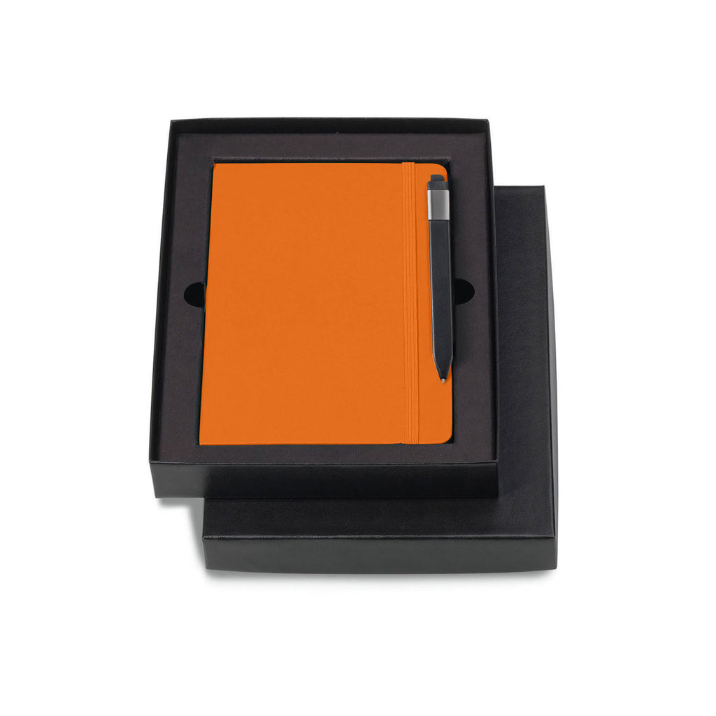 Moleskine Gift Set with True Orange Large Hard Cover Ruled Notebook and Black Pen (5" x 8.25")