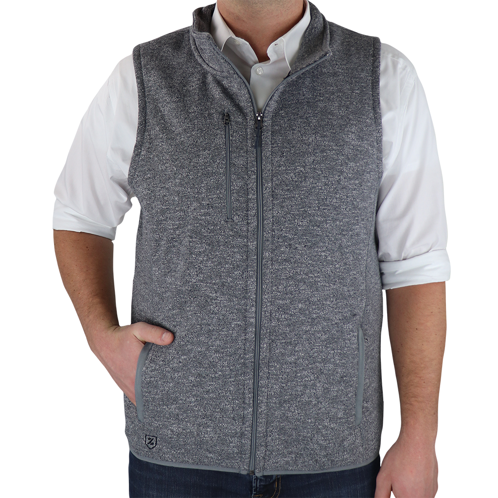 Zusa Men's Light Grey Heather Midtown Fleece Vest | Custom Zusa Men's Light Grey Heather Midtown Fleece Vest | Custom