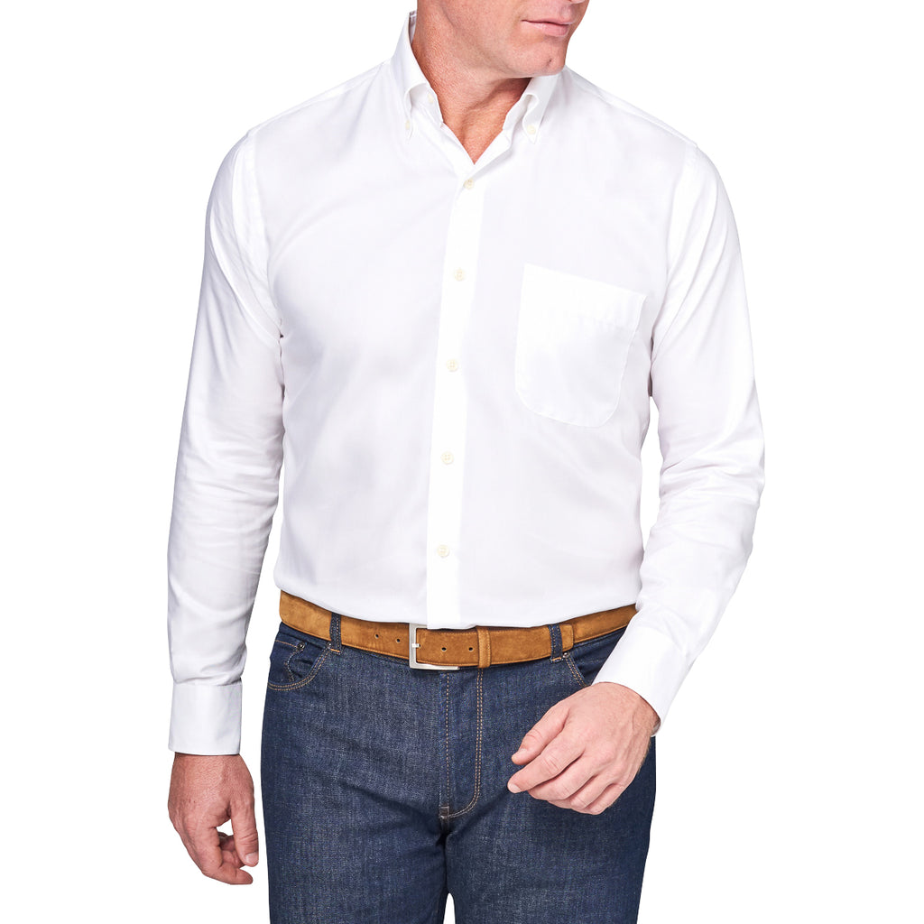 Peter Millar Men's White Crown Soft Pinpoint Dress Shirt