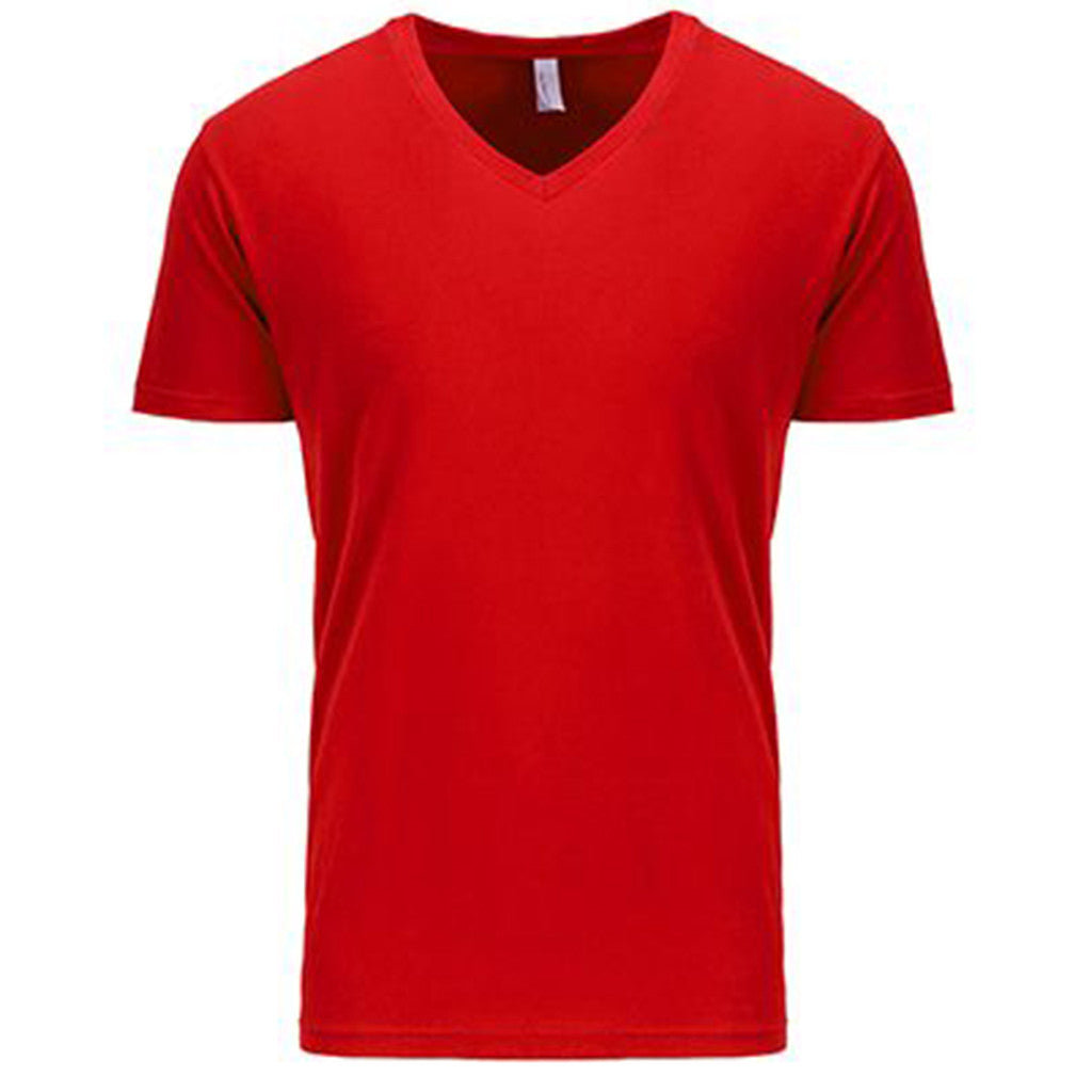 Next Level Men's Red Premium Fitted Short-Sleeve V-Neck Tee