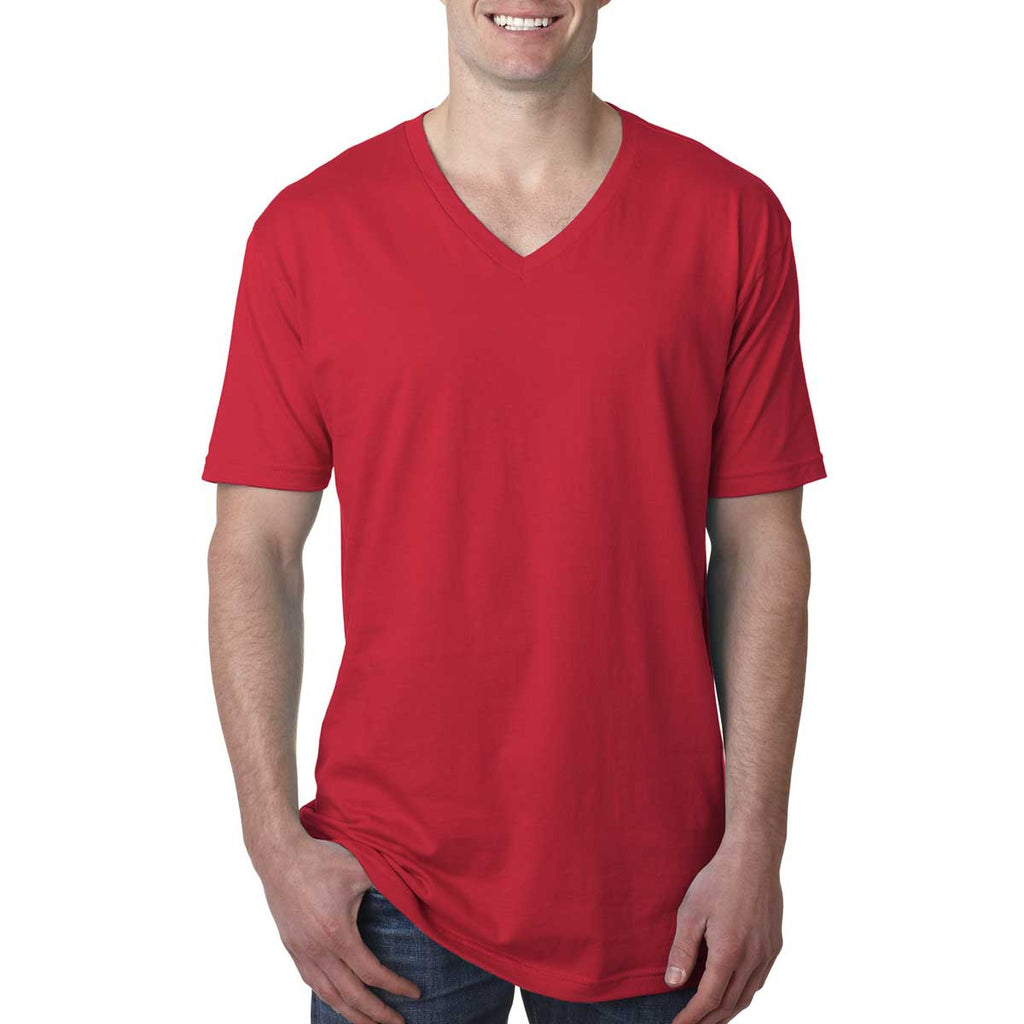 Next Level Men's Red Premium Fitted Short-Sleeve V-Neck Tee